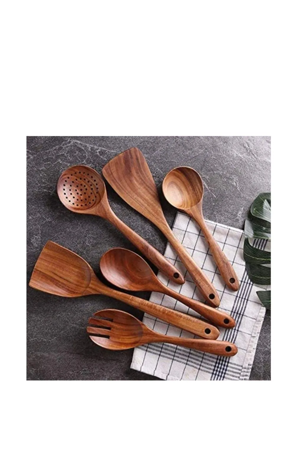 Wooden Kitchen Utensil Set - 6 Piece Cooking Spoon & Spatula Set view 2